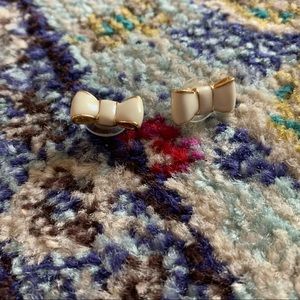 Francesca’s cream and gold bow earrings